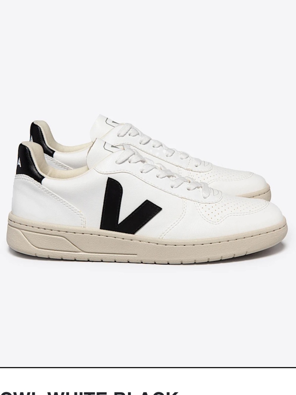 Veja Leather Sneakers in White with Black V Logo